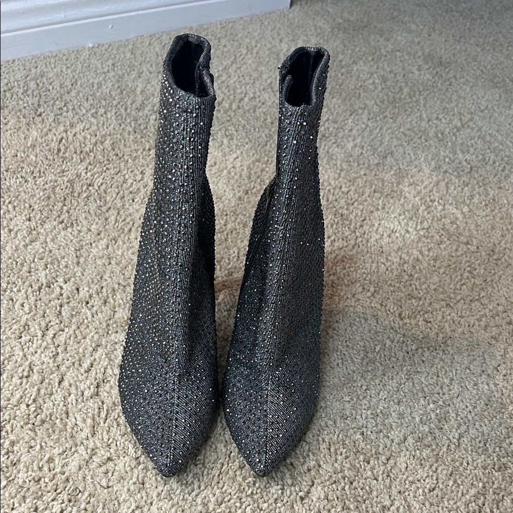 Steve Madden Black Sparkle Heeled Boots